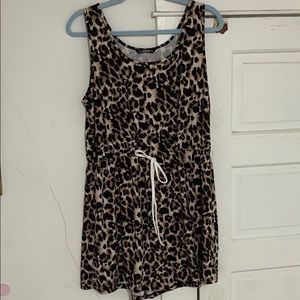 shein cheetah print sleeveless romper with tie